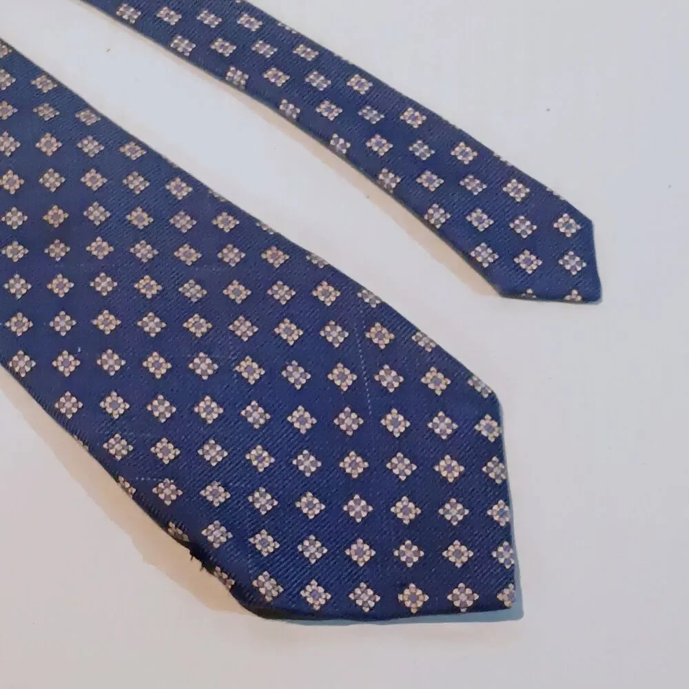 Vtg Lands’ End Floral Medallion Silk Tie-Long Handsewn-1990s-Woven-Traditional